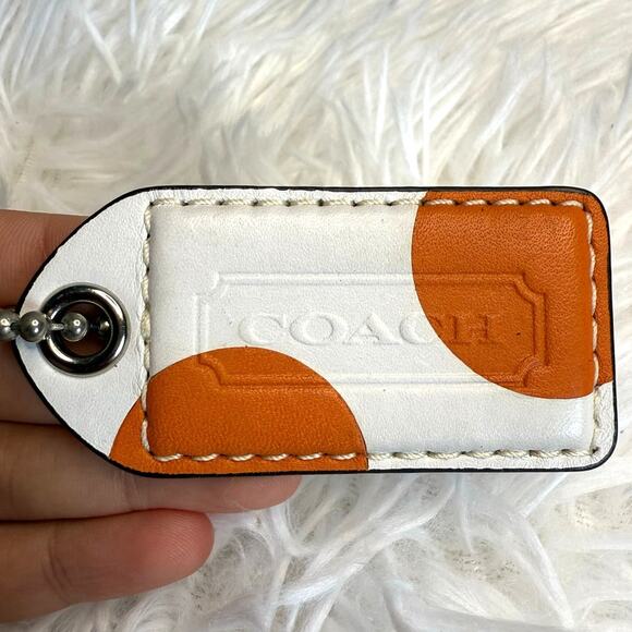3" COACH Orange White Polka Dot Replacement Hang Tag Bag - Picture 1 of 2
